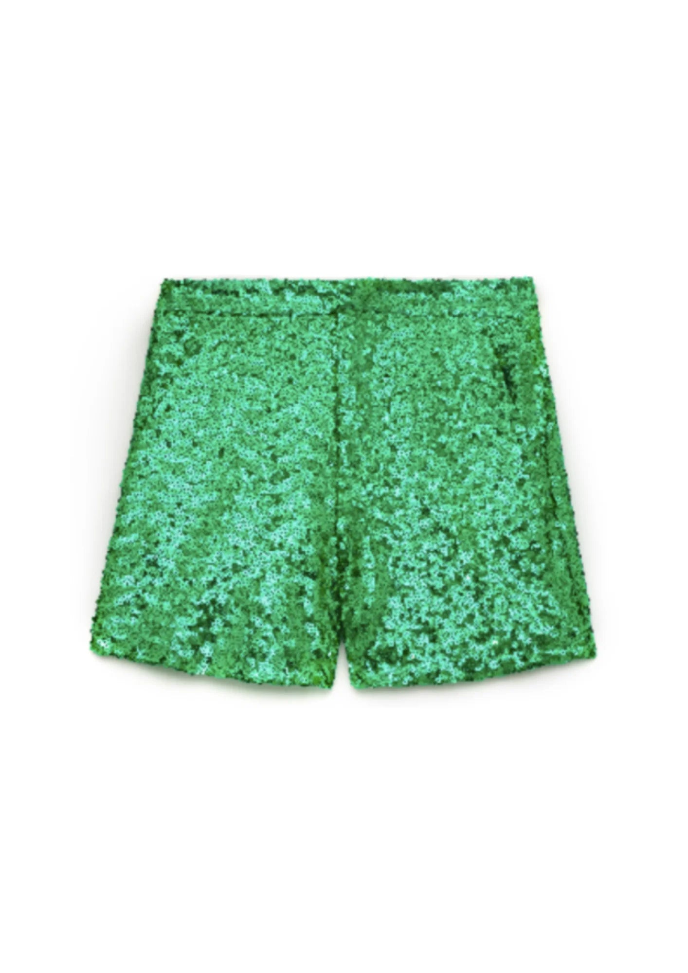GREEN SEQUINED SHORTS