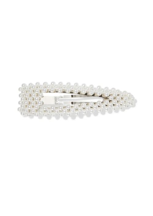 SILVER-TONE FAUX PEARL HAIR CLIP