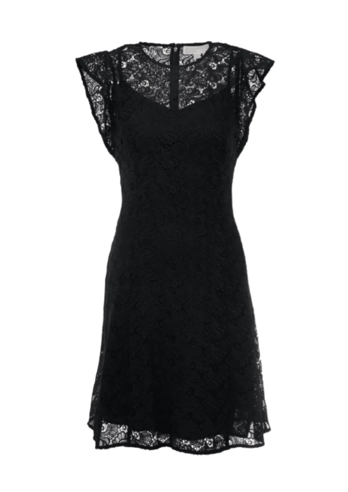 Schwarzes Spitzen -Mini -Kleid