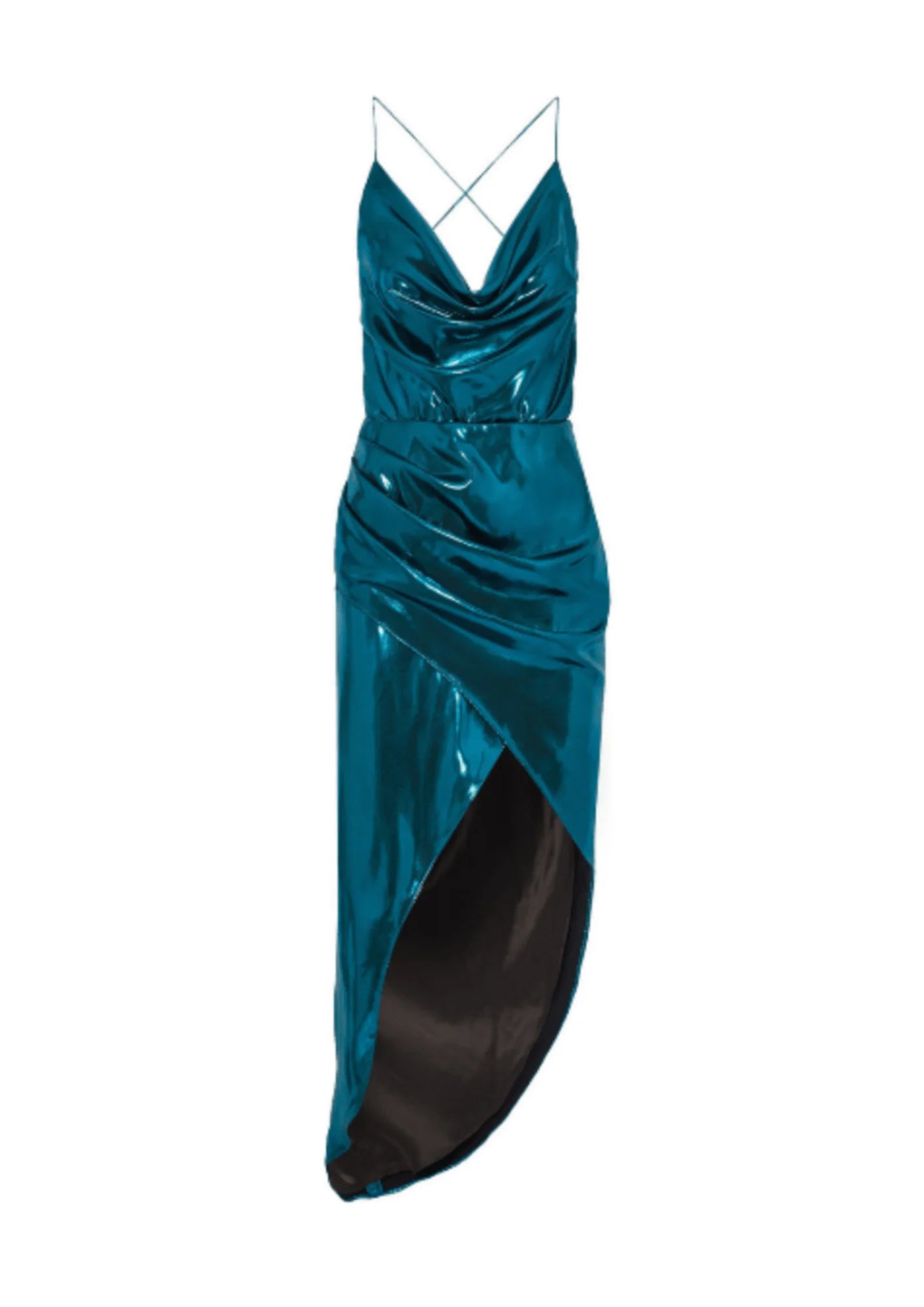 Blaues Falten -Midi -Kleid