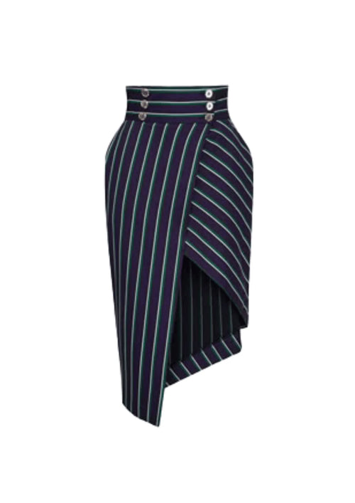 BLUE STRIPED ASYMMETRICAL SKIRT