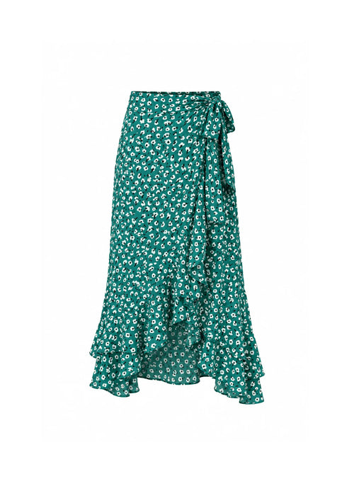 GREEN CELESTE FLORAL WRAP SKIRT