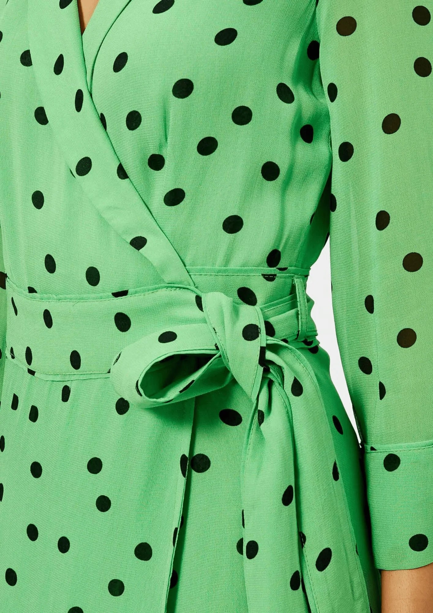 Grün zierlich Wrap Polka-Dot-Kleid
