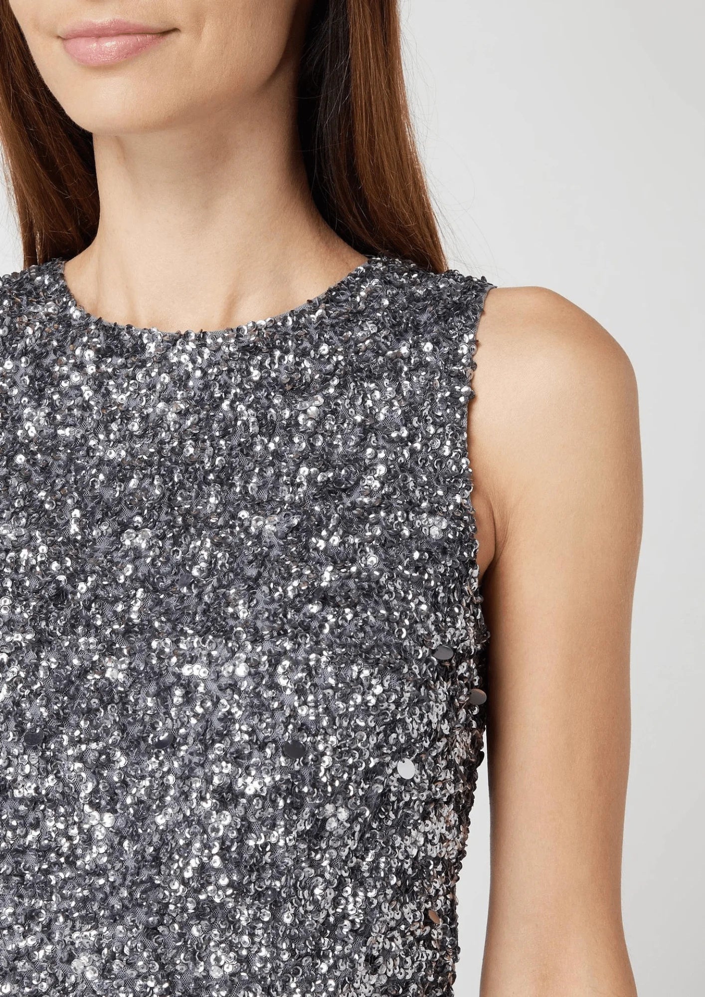 GREY PICASSO SEQUINED CROPPED TOP
