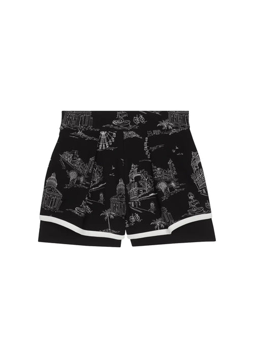 BLACK EMBROIDERED SHORTS