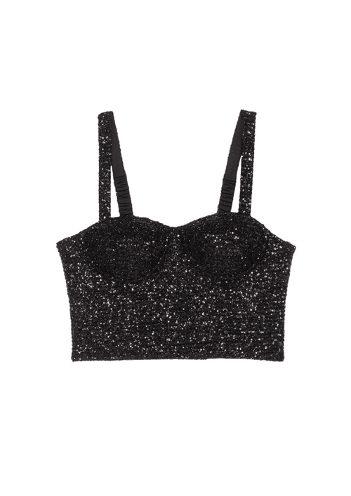 BLACK SEQUIN CROP TOP