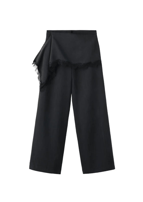 BLACK HIGH-WAIST LACE TROUSERS