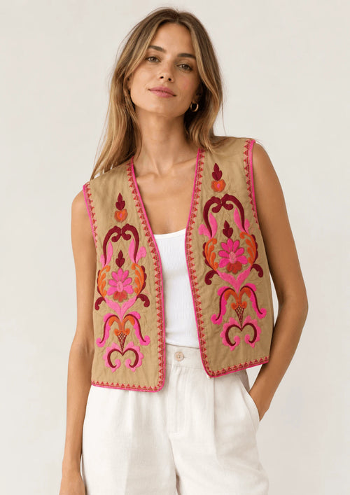 MULTICOLORED FLORAL VEST
