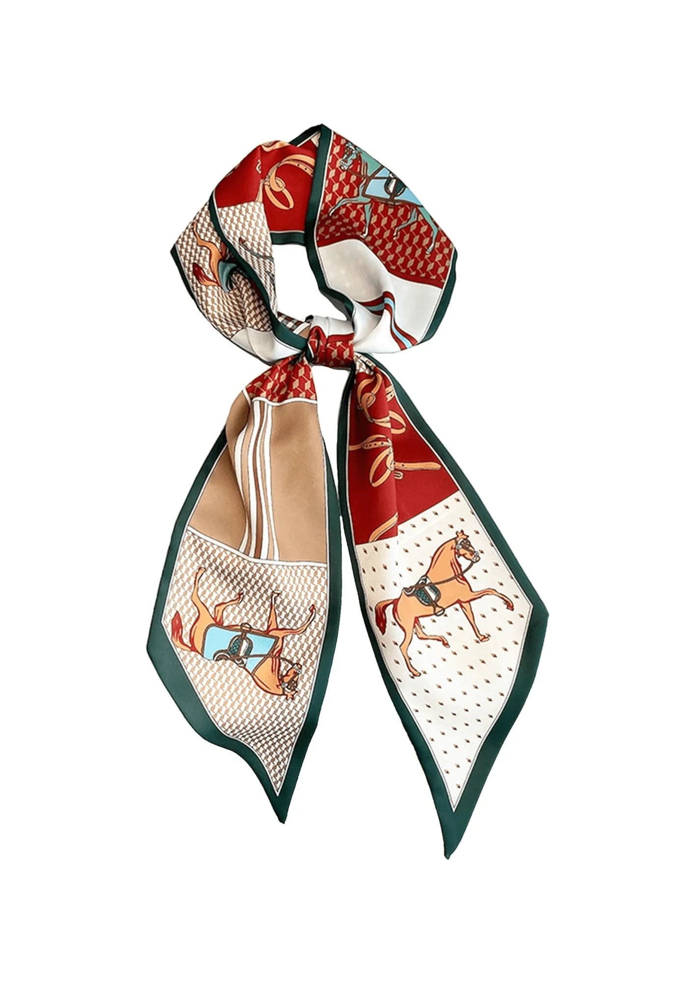 GREEN HORSE-PRINTED SCARF