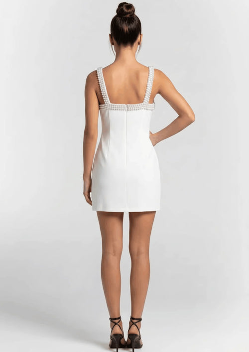WHITE PEARL MINI DRESS