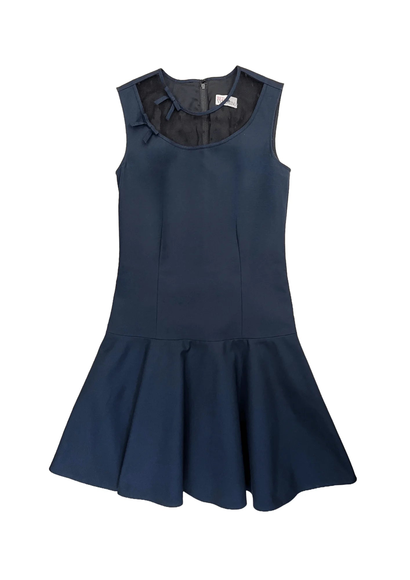 blue red valentino dress RED Valentino Red Floral Embroidered Poplin Ruffled Mini Dress M