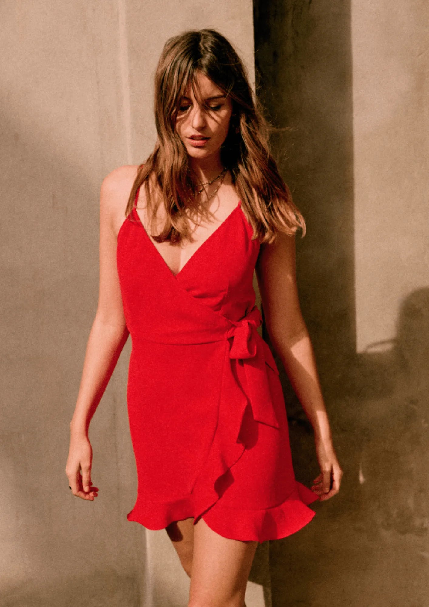 daniel mac red dress Red Satin Bow Bodice Midi Dress