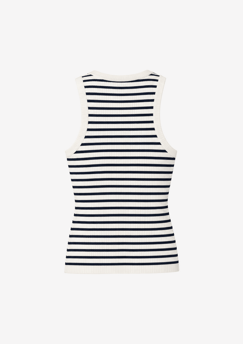 WHITE & NAVY HAZEL STRIPED TOP