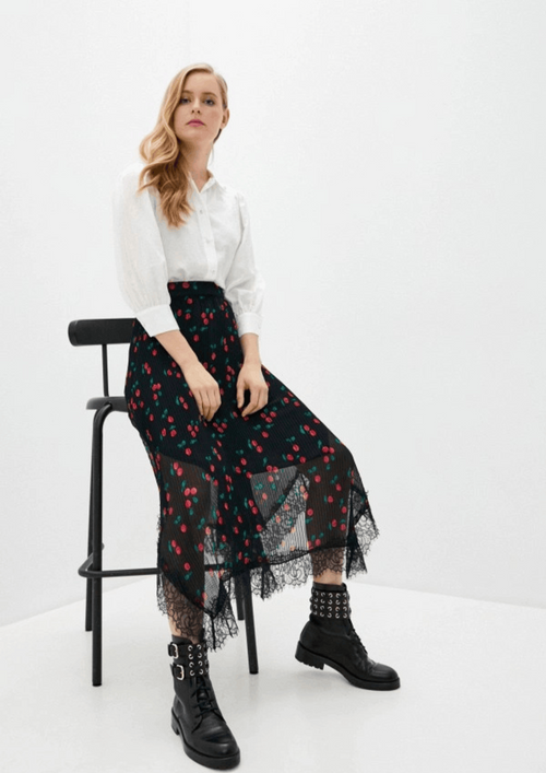 BLACK NAIVE CHERRY MIDI SKIRT