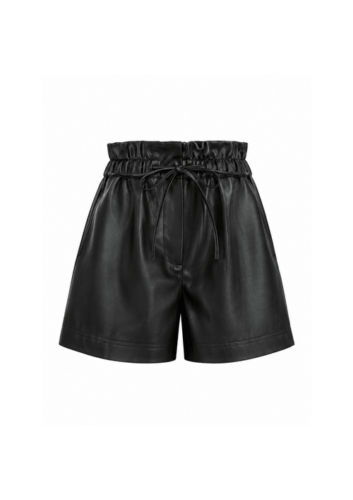 BLACK FAUX LEATHER SHORTS