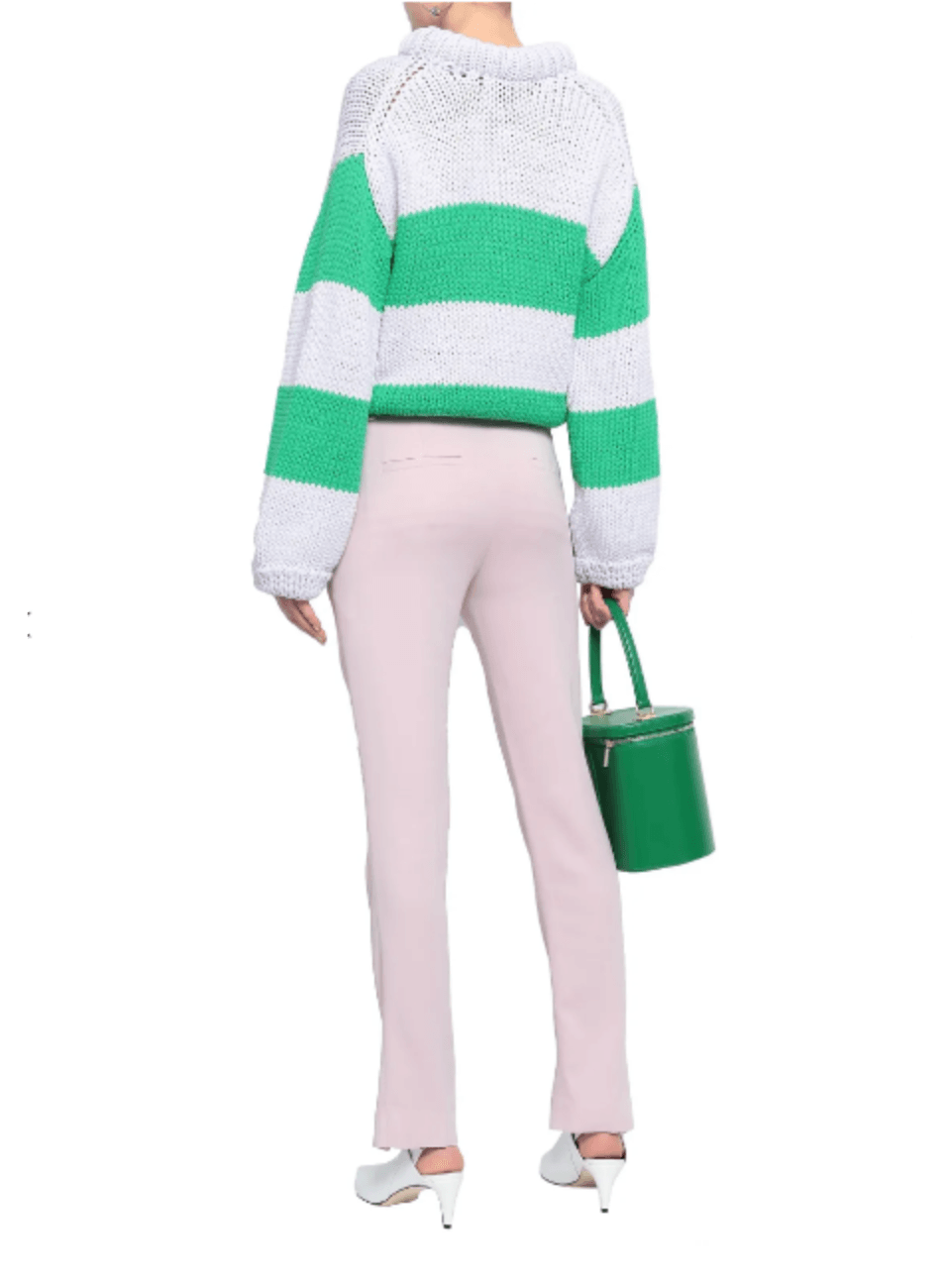 WHITE AND GREEN STRIPED SWEATER - codressing