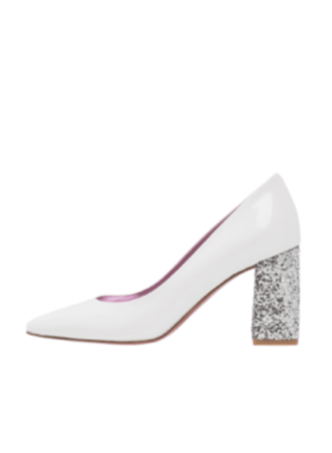 HIGH-HEELED SHOES WITH SHINY HEELS - WHITE - codressing