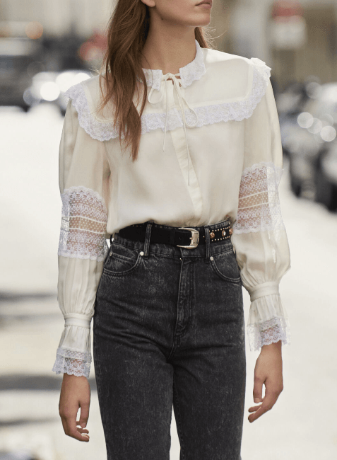 OFFWHITE BLOUSE WITH LACE DETAILS - codressing