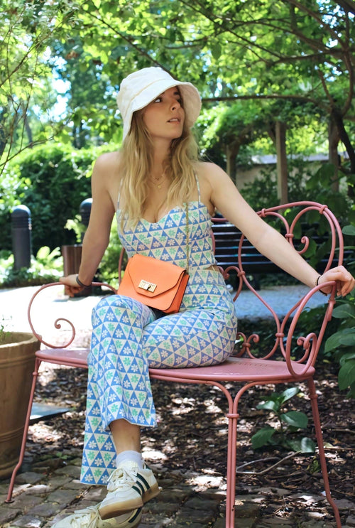 Crop top à floral bleu clair
