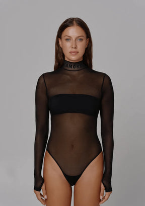 HIGH NECK AMORE MESH BODYSUIT