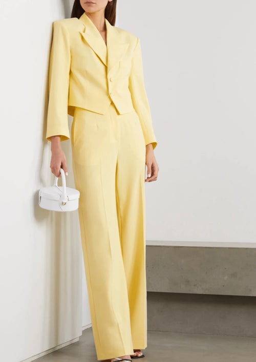 PASTEL YELLOW CROPPED BLAZER