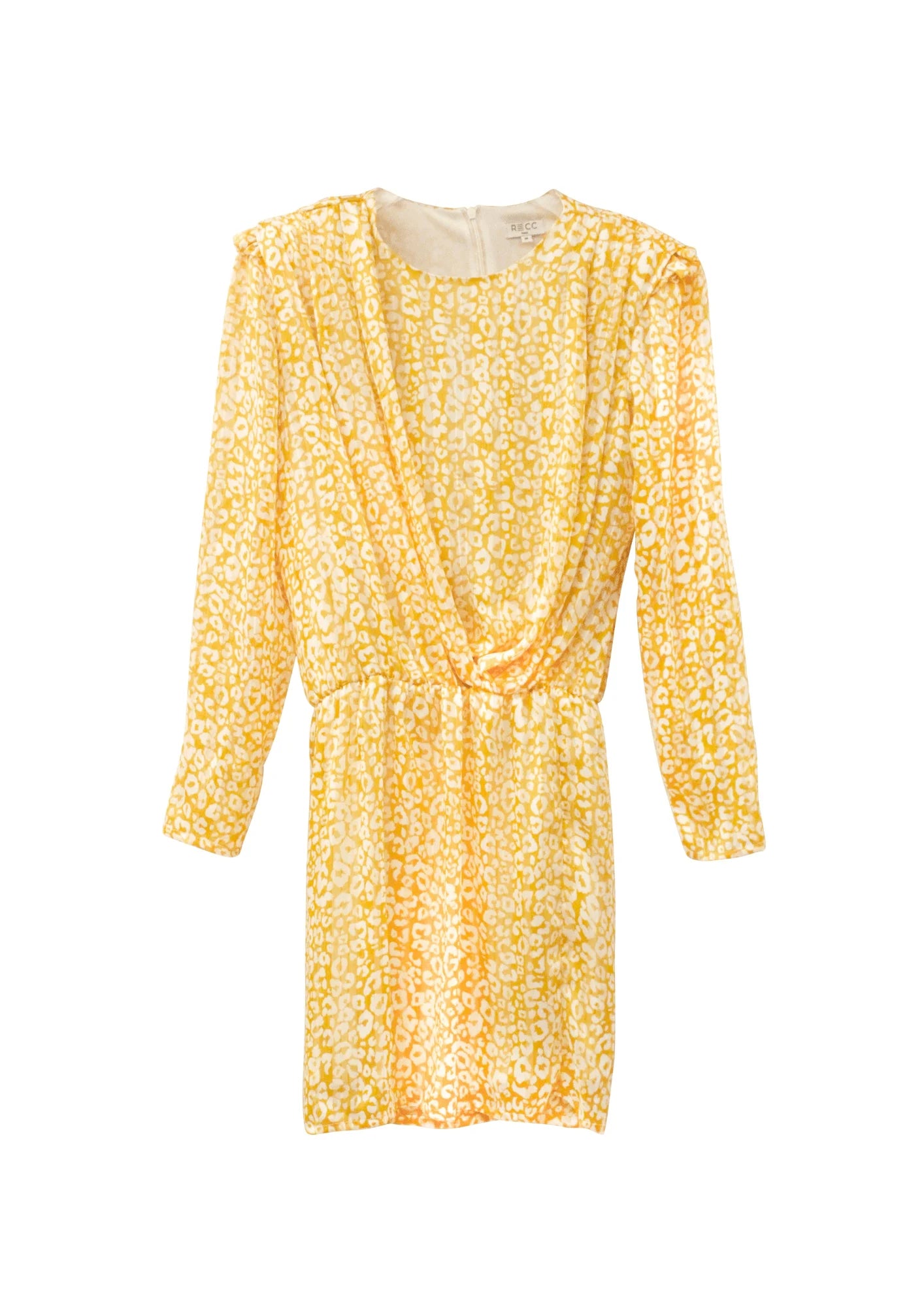 Gelbes drapiertes Kleid mit Tierdruck