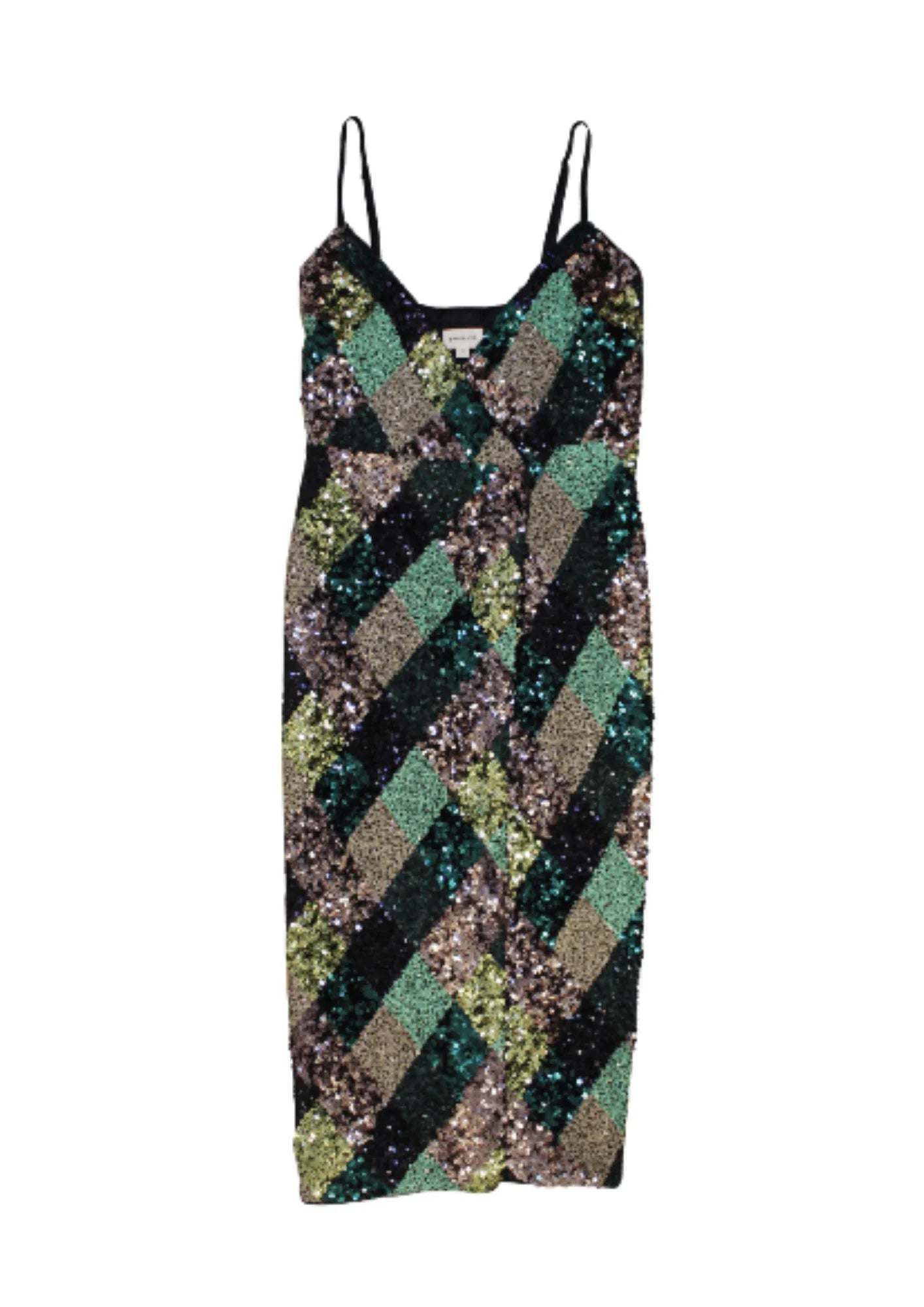 GREEN MID-LENGTH DRESS WITH SEQUINS