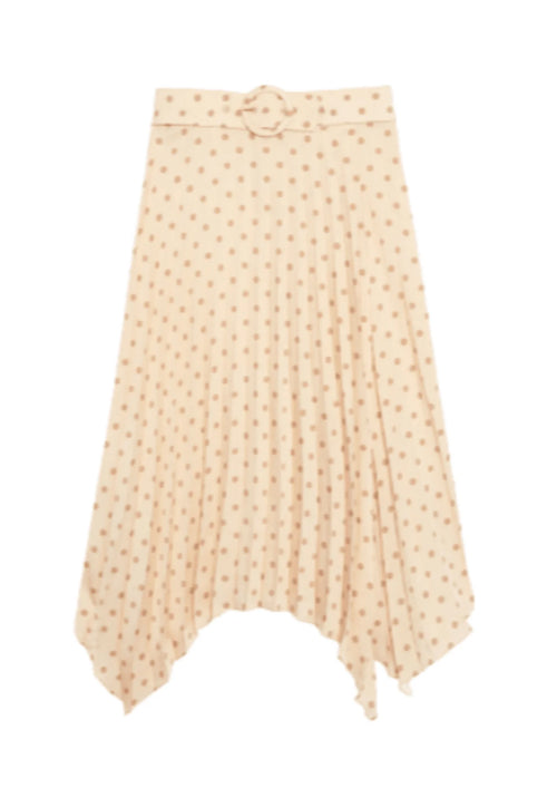 PLEATED SKIRT YELLOW WITH POLKA DOTS