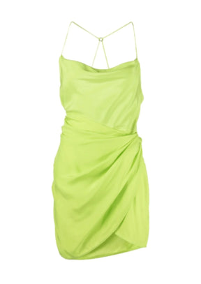 Grüne Shiroi Seiden Mini -Kleid
