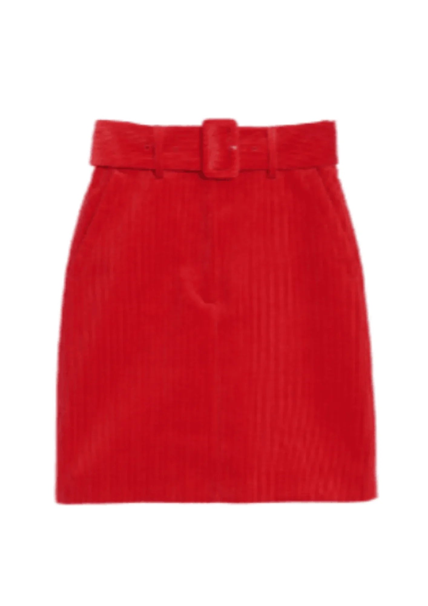 RED CORDUROY MINI SKIRT