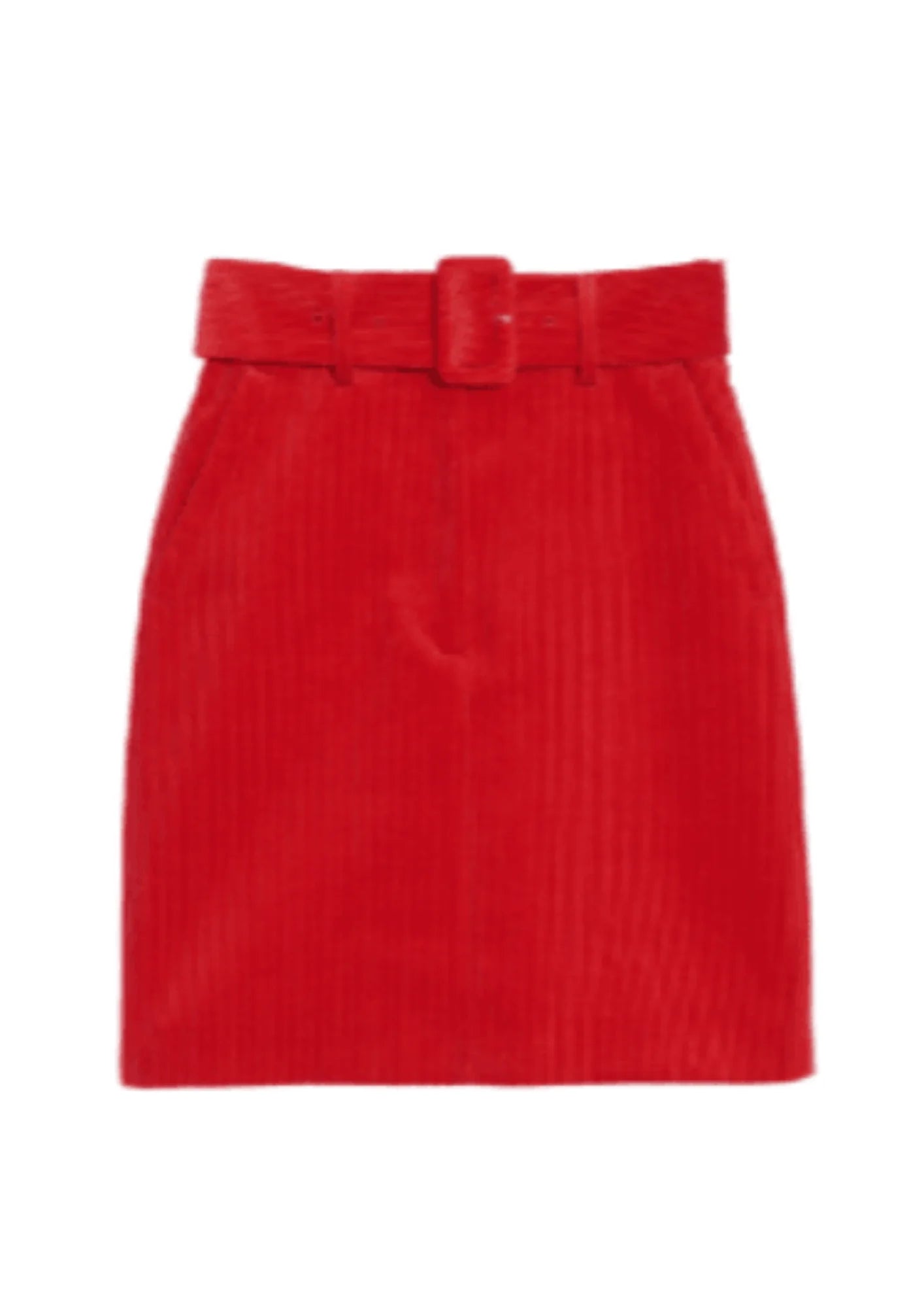 Mini jupe rouge en velours côtelé