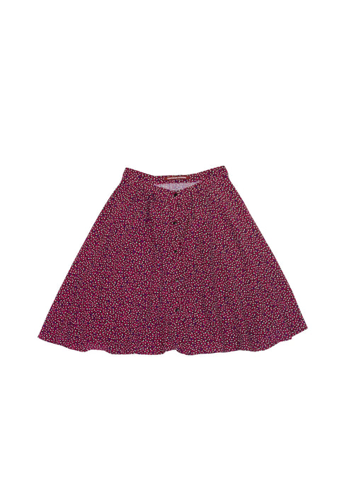 RED PRINTED MINI SKIRT