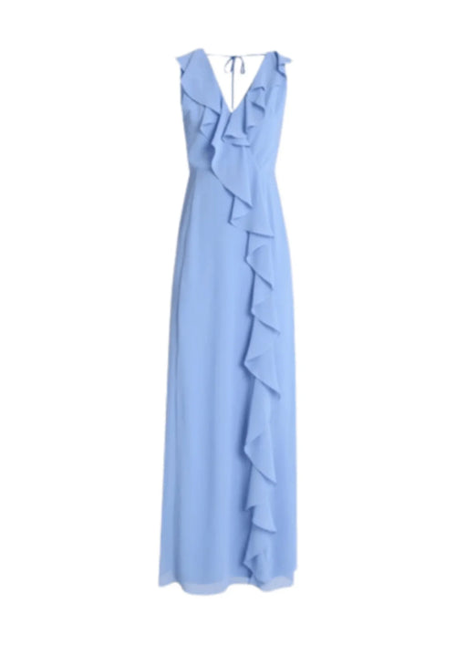LIGHT BLUE RUFFLED LONG DRESS
