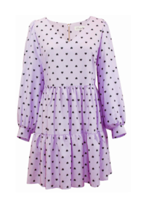 Mini-robe à niveau à col en V lilas