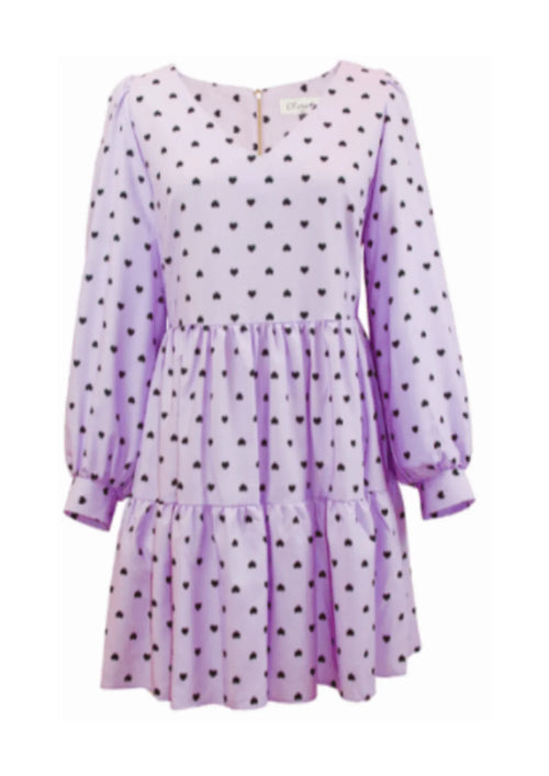 Mini-robe à niveau à col en V lilas