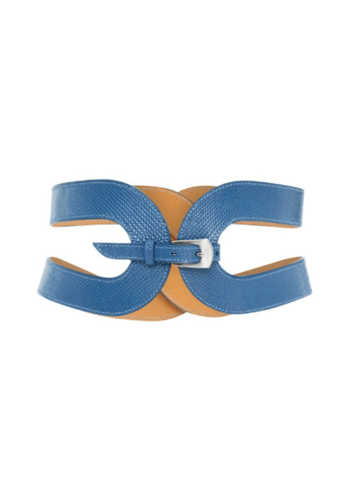 Ceinture de taille de la peau du reptile bleu