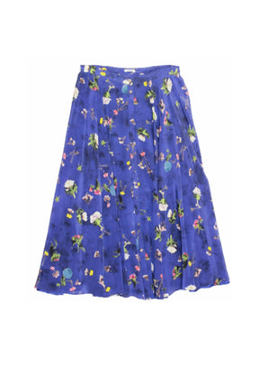 Jupe de soie florale bleue