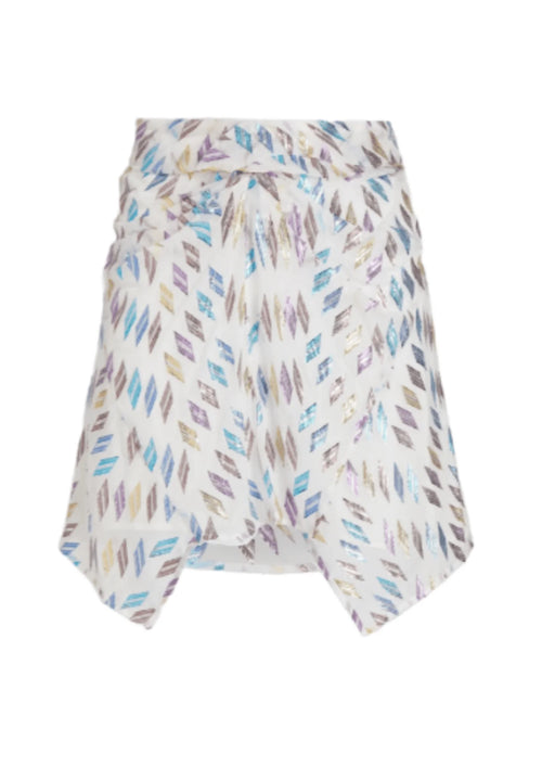 WHITE AND METALLIC SKIRT