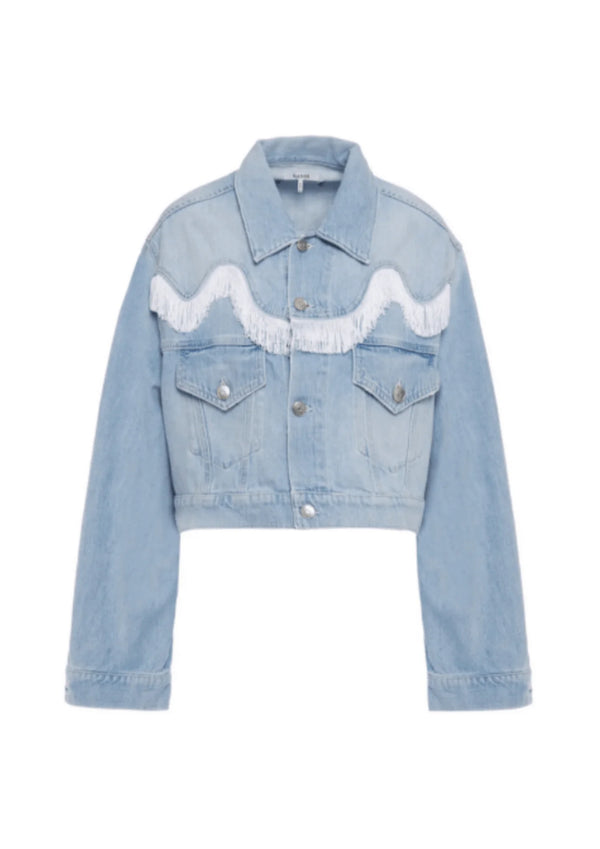 Veste en jean à franges recadrée