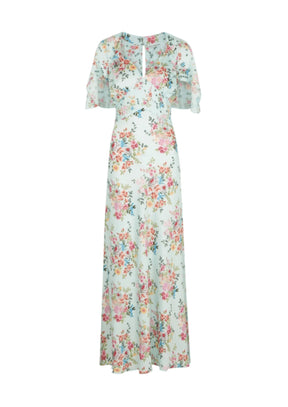 FLORAL SATIN MAXI DRESS