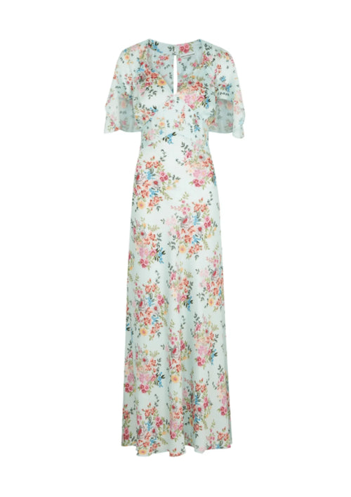 Blumen -Satin -Maxi -Kleid