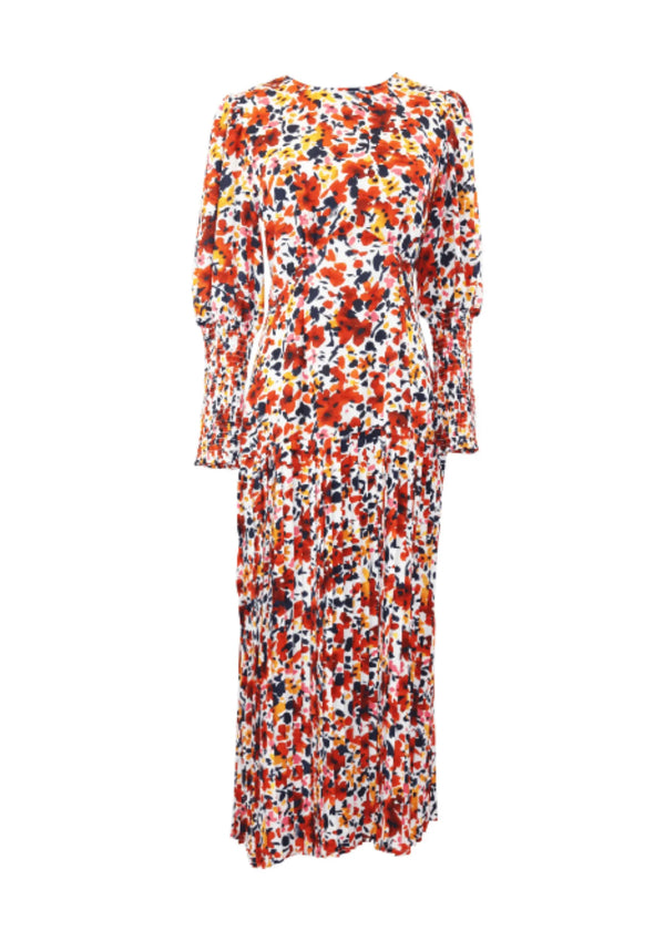 Robe florale à mi-parcours multicolore