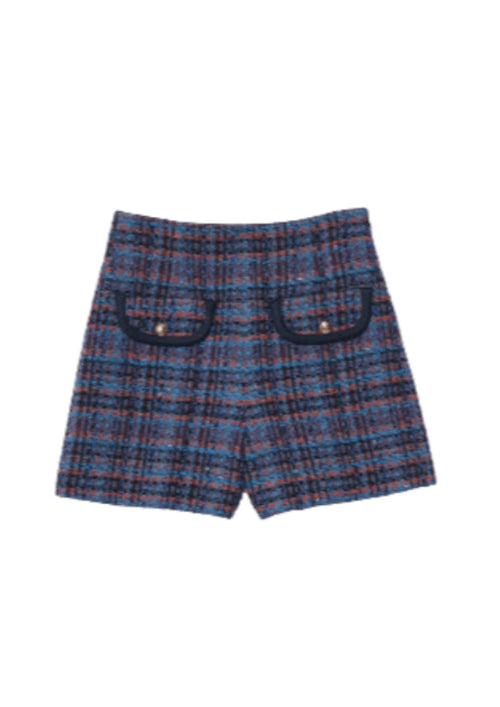 BLUE TWEED SHORTS