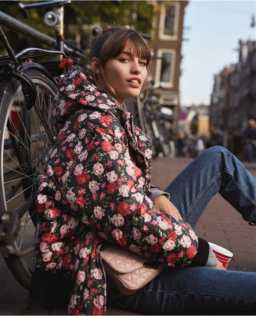 Veste en duvet avec imprimé floral