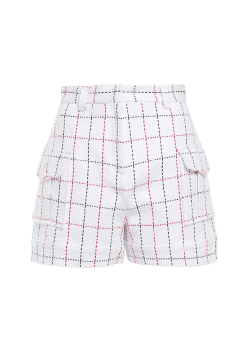 WHITE CHECKERED SHORTS