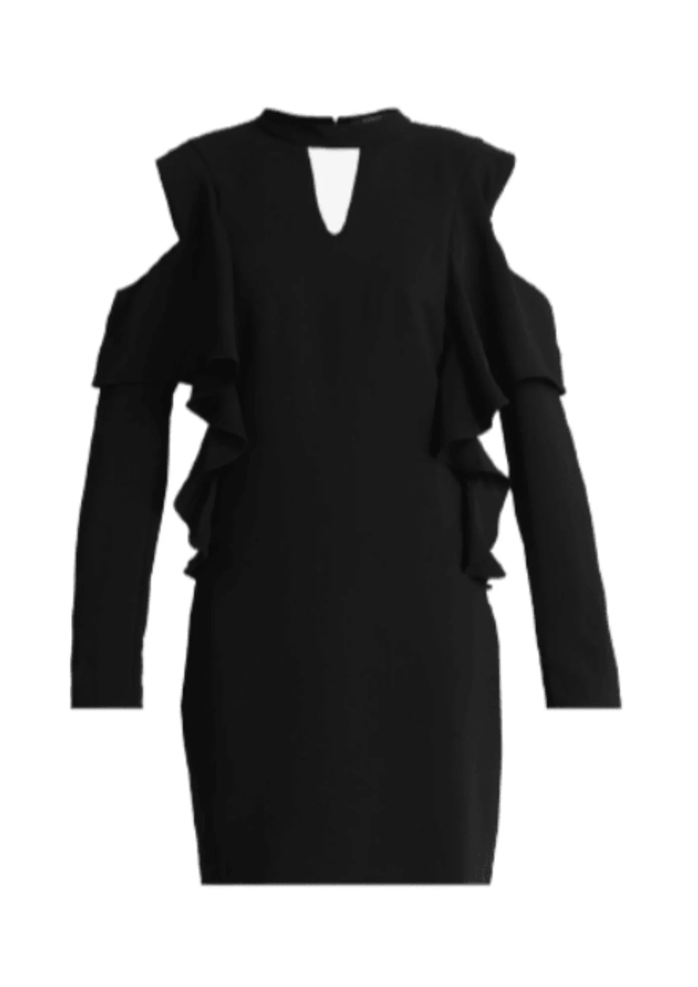 Schwarzes Mini -Kleid mit nackten Schultern