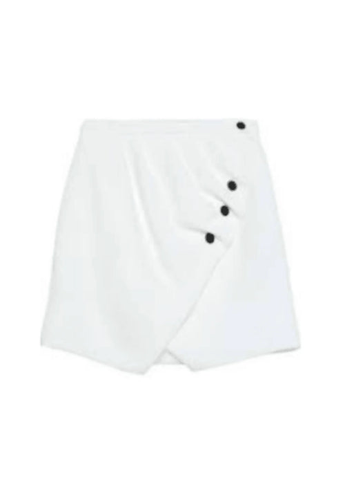 WHITE FRONT BUTTON MINI SKIRT