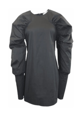 BLACK MINI DRESS WITH PUFFED SLEEVES