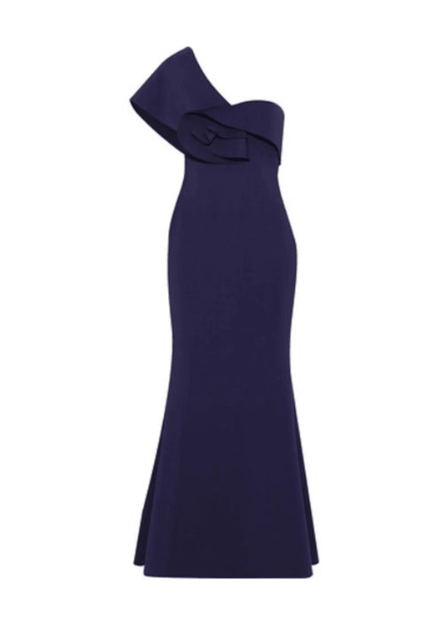 Robe à une épaule indigo