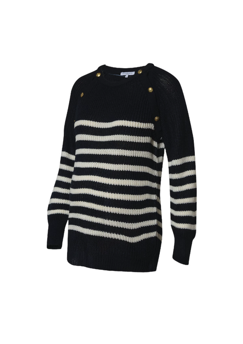 PULL DE GROSSESSE À RAYURES BLEUES ET BLANCHES